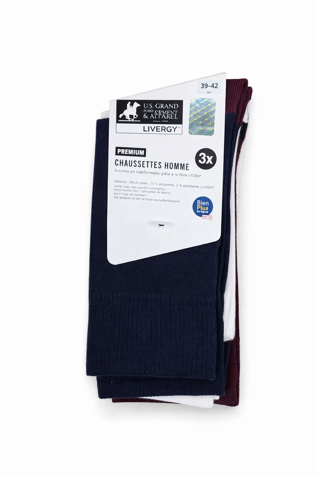 Paquet de 3 paires de chaussettes US GRAND POLO